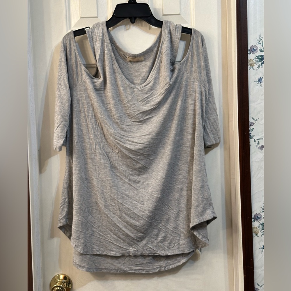 Bobbie Brooks Cold Shoulder Gray Top - 1X